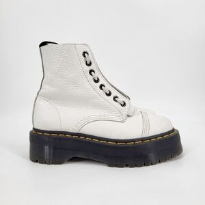Dr Martens Sinclair Platform Boot Genuine Leather White Lace Up Zipper Size 7